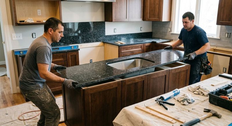 Granite Slab Installation in Roseville, CA