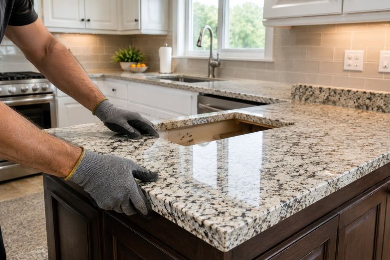 Granite Slab Installation in Roseville, CA